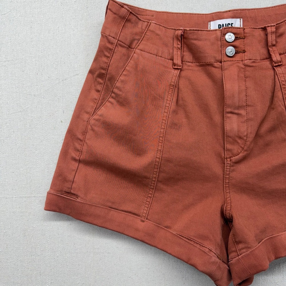 Paige Women Terracotta Rust High Rise Cuffed Shorts 7991G29-8833 Size 29 - Picture 3 of 14
